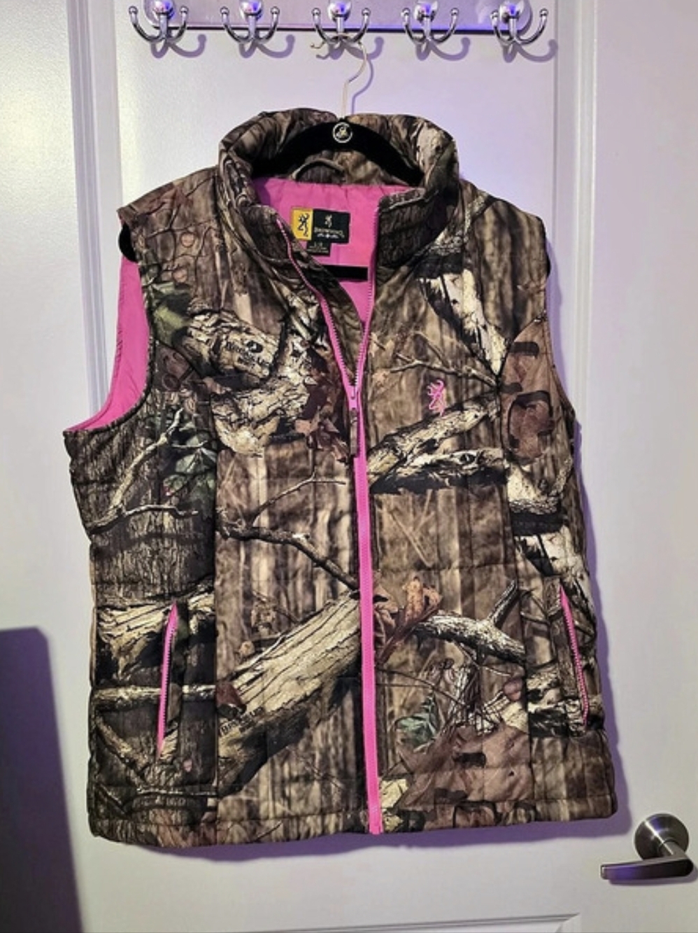 Browning Camo Vest in Brown & Pink Size Large